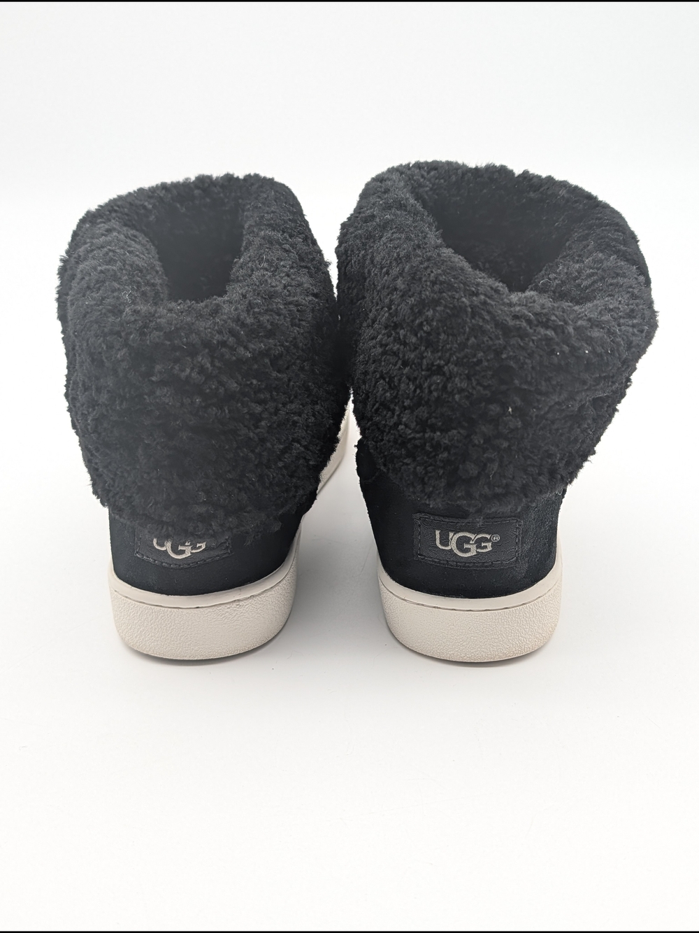 Ugg Mika Classic Ankle Boot Sneaker Women's 9.5 Black Suede Leather Fur Lined